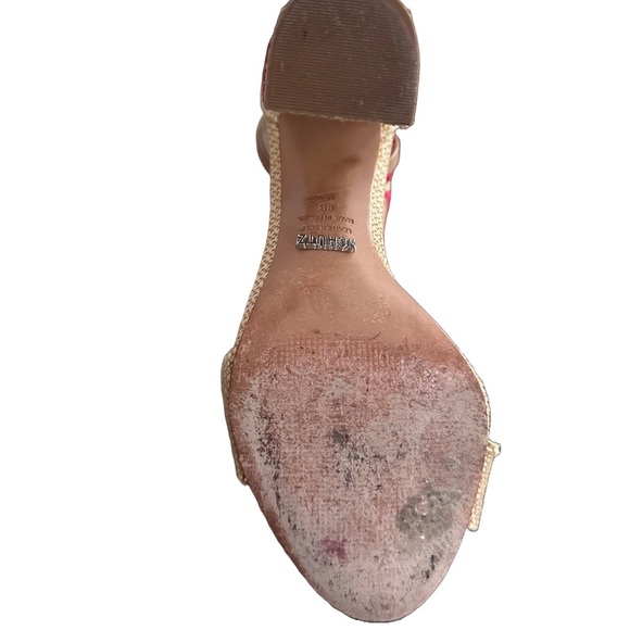 SCHUTZ Caroline Carolaine Raffia Embroidery Flame Palm Leaf Heels Shoes 8B - Picture 7 of 7